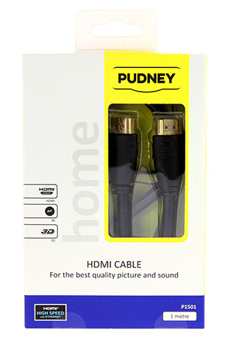 PUDNEY HIGH SPEED HDMI CABLE WITH ETHERNET PLUG TO PLUG 1 METRE