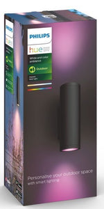 PHILIPS HUE COLOUR/WHITE OUTDOOR APPEAR WALL LANTERN BLACK