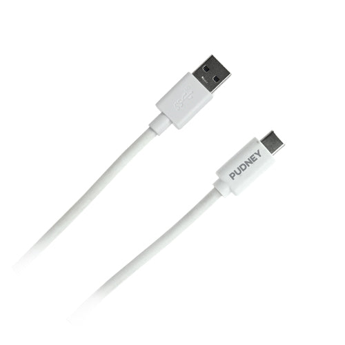 PUDNEY USB A PLUG TO USB C PLUG V3.1 1 METRE WHITE